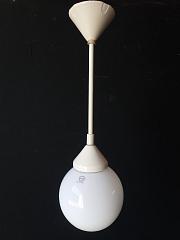 Kandem Kugelleuchte Opalglas, Keramik Pendel , ca. B 20 cm, 62 cm