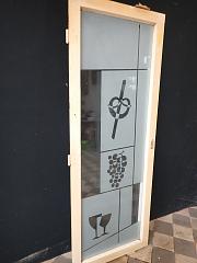 Fensterflügel mit Ätzglas, ca. B 62 x H 170,5 cm