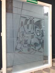 Fensterflügel mit Ätzglasscheibe, ca. B 123 x H 171 cm