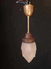 Kleine Art Deco Pendelleuchte mit Glaszapfen, ca. 38 cm, Ø 11 cm