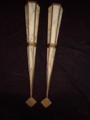 Wandleuchtenpaar mit Marmorscheiben, H 134,5 cm x B 20,5 cm