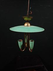Türkise Hängeleuchte, ca. B 26,5 cm x H 27,5 cm