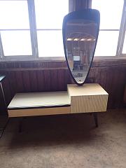50er - Jahre Frisiertisch mit Spiegel, Kommode, Schminktisch, ca. H 56 cm x B 130 cm