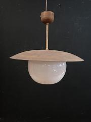 Hängeleuchte mit Messingschirm, ca. B 45 cm x H 42 cm