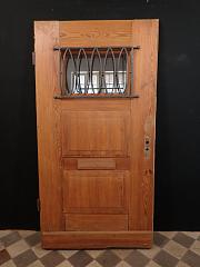 Haustür mit Glasfüllung und Fenstergitter aus Weichholz, ca. B 101 cm x H 199 cm DIN Re