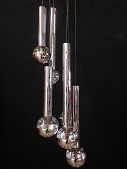 70er - Jahre Kaskadenleuchte von MOTOKO ISHII für Staff, Deckenleuchte ca. B 27 cm x H 148 cm