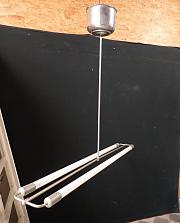 Historische Doppel-Neonröhrenleuchte mit Pendel, ca. B 140 x H 90 cm