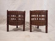 Rattan Blumenübertopf Paar, Pflanzübertopf, ca. B 30,5 cm x H 34 cm