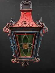 Außen Hängeleuchte, Laternen-Leuchte, Bleiglas Leuchte, ca. B 27,5 x H 60 cm