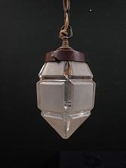 Kleine Art Deco Glashängeleuchte, ca. Ø 12 x H 24 cm