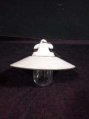 Emaillierte Hängeleuchte mit Glas, ca. B 32 cm x H 20 cm