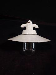Emaillierte Hängeleuchte mit Glas, ca. B 29 cm x H 25 cm