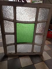 Sprossenfenster mit Bunt- und Strukturglas, ca. B 62 x H 74,5 cm