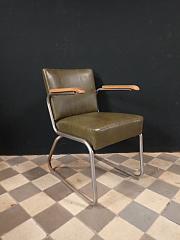 Stahlrohrstuhl mit Ledersitz, Ledersessel, ca. B 52,5 x H 84 x T 64 cm