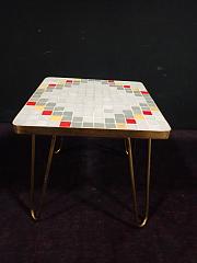 Mosaikhocker, 60er-Jahre Blumenhocker, ca. B 30 cm x H 29,5 cm
