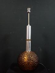 Doria Tischleuchte mit Bernsteinfarbenem Bubble Glas 60er-Jahre