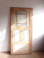 Holztür im Gründerstil mit Kassetten- und Glasfüllung, DIN li, ca. B 90 x H 195,5 cm