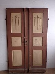 Zweiflügelige Haustür aus Weichholz, DIN rechts, ca. B 116,5 x H 190 cm