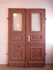 Zweiflügelige Haustür aus Weichholz, DIN links, ca. B 144 x H 226,5 cm