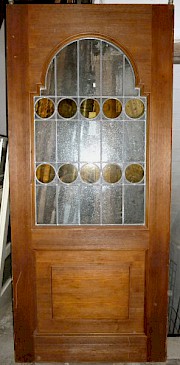 5 große Schiebetüren mit Bleiverglasung, ca. 227 x 100 cm