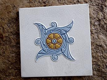 Jugendstilfliesen Wellenrad weiß Art.Nr.: 1186