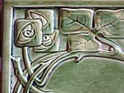Kachelofen mit Motiv Seerose aus dem Jugendstil