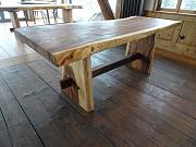 Massiver Holztisch aus Suar, ca. B 72-87 cm, L 2 m, H 77 cm cm