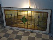 Bleiglasfenster, Festverglasung "Blume", ca. 67,5x144 cm
