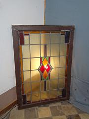Bleiglasfenster, Festverglasung "Raute", ca. 75x108 cm