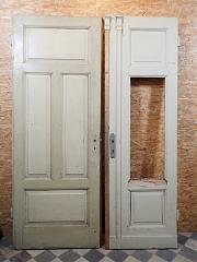 Zweiflügelige hohe Tür für Bastler, oder große Zimmertür mit Zugabe, Weichholz, Beide Flügel DIN rechts, B 92 + 73 cm bzw. 160 cm, H 243 cm