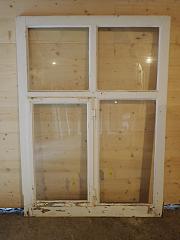 Vorfenster aus Weichholz, ca. B 105 cm, H 144 cm