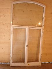 Vorfenster aus Weichholz, ca. B 110 cm, H 223 cm