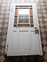 Wohnungstür mit Buntglas und Zarge, DIN links, ca. B 121 x H 238 cm