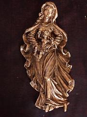 Strassackerfigur, Bronzefigur Madonna mit Kind, ca. B 31 cm, H 63,5 cm