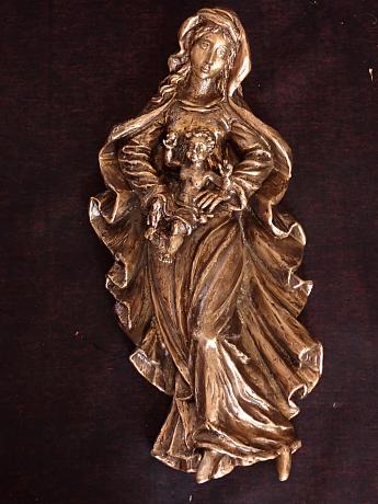 Strassackerfigur Bronzefigur Madonna mit Kind ArtNr.3314