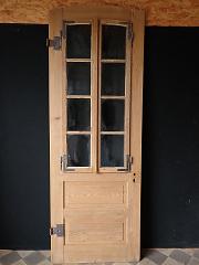 Zimmertür mit großem Sprossenfenster und Rundbogen, DIN links, ca. B 83 x H 239 cm