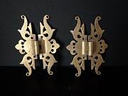 Möbelscharniere, Zierbänder, Möbelbänder aus Messing, ca. B 11 x H 15,5 cm